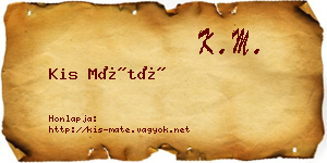 Kis Máté névjegykártya